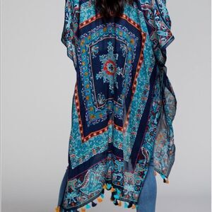Vintage Floral Mandela and Paisley Print Tassel Hem Open Kimono Duster